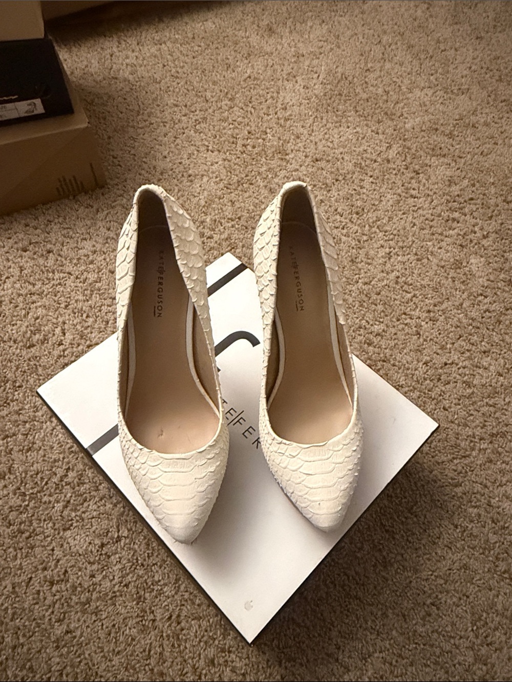 Textured Cream Pointed-Toe Pumps - Women's Heels